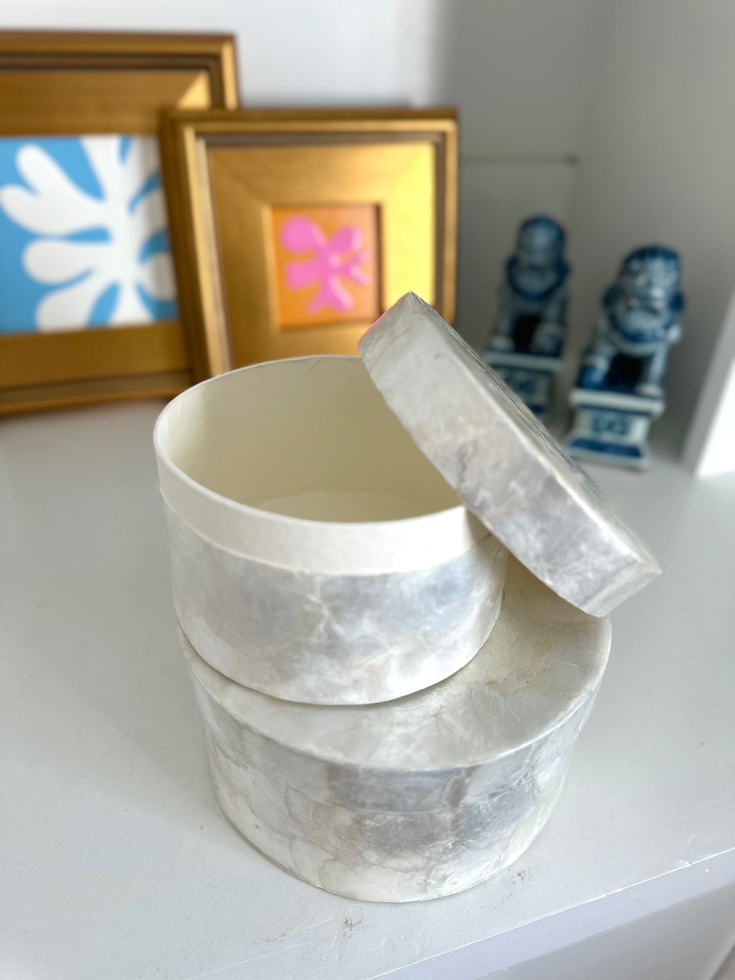 Capiz nesting boxes