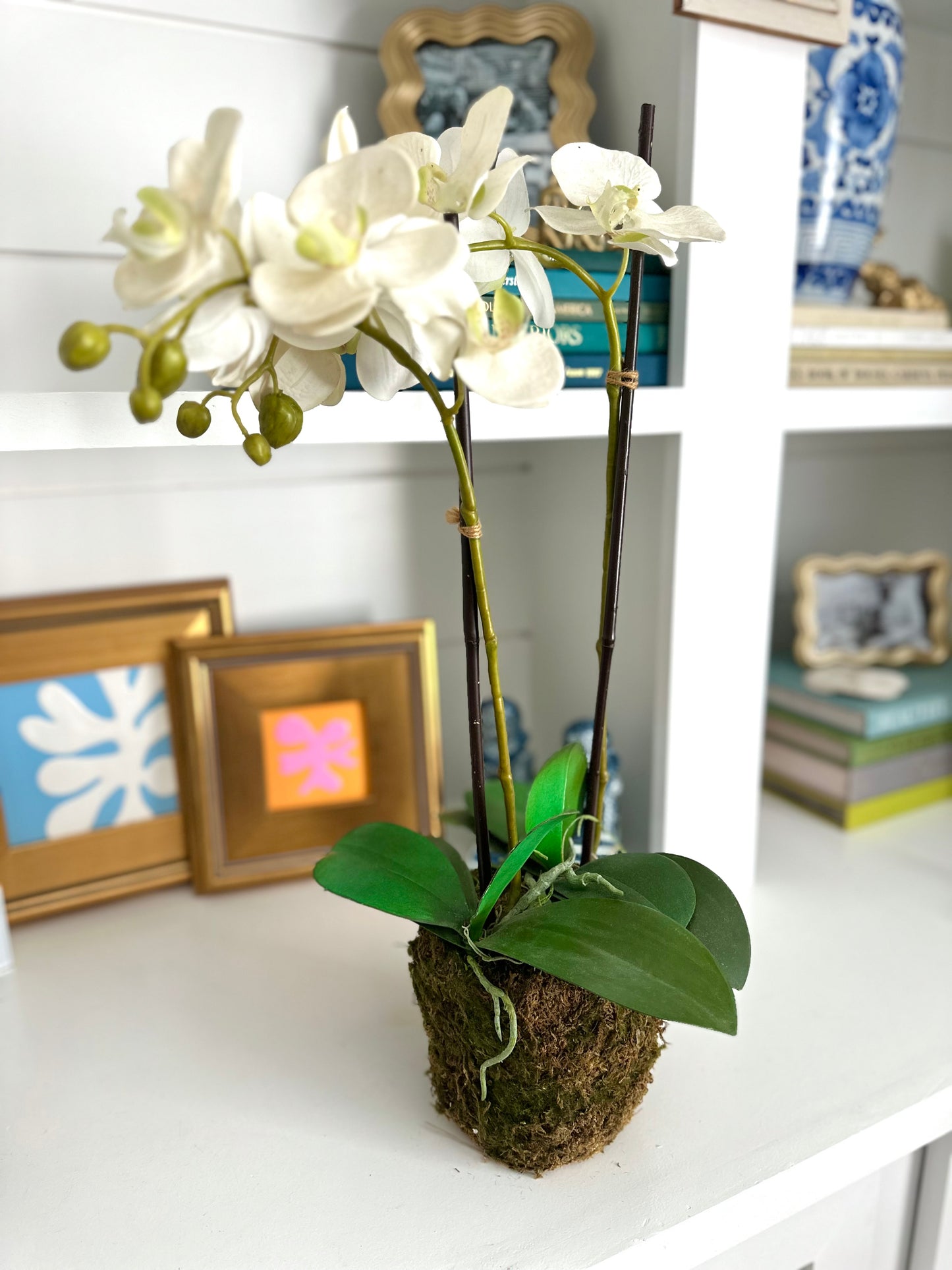 Blue & White Faux Floral Planter