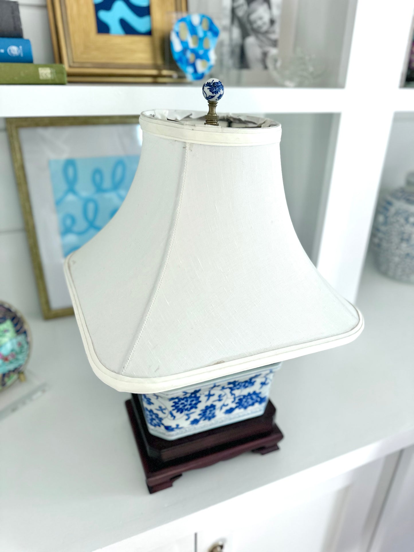 Vintage Blue & White Table Lamp