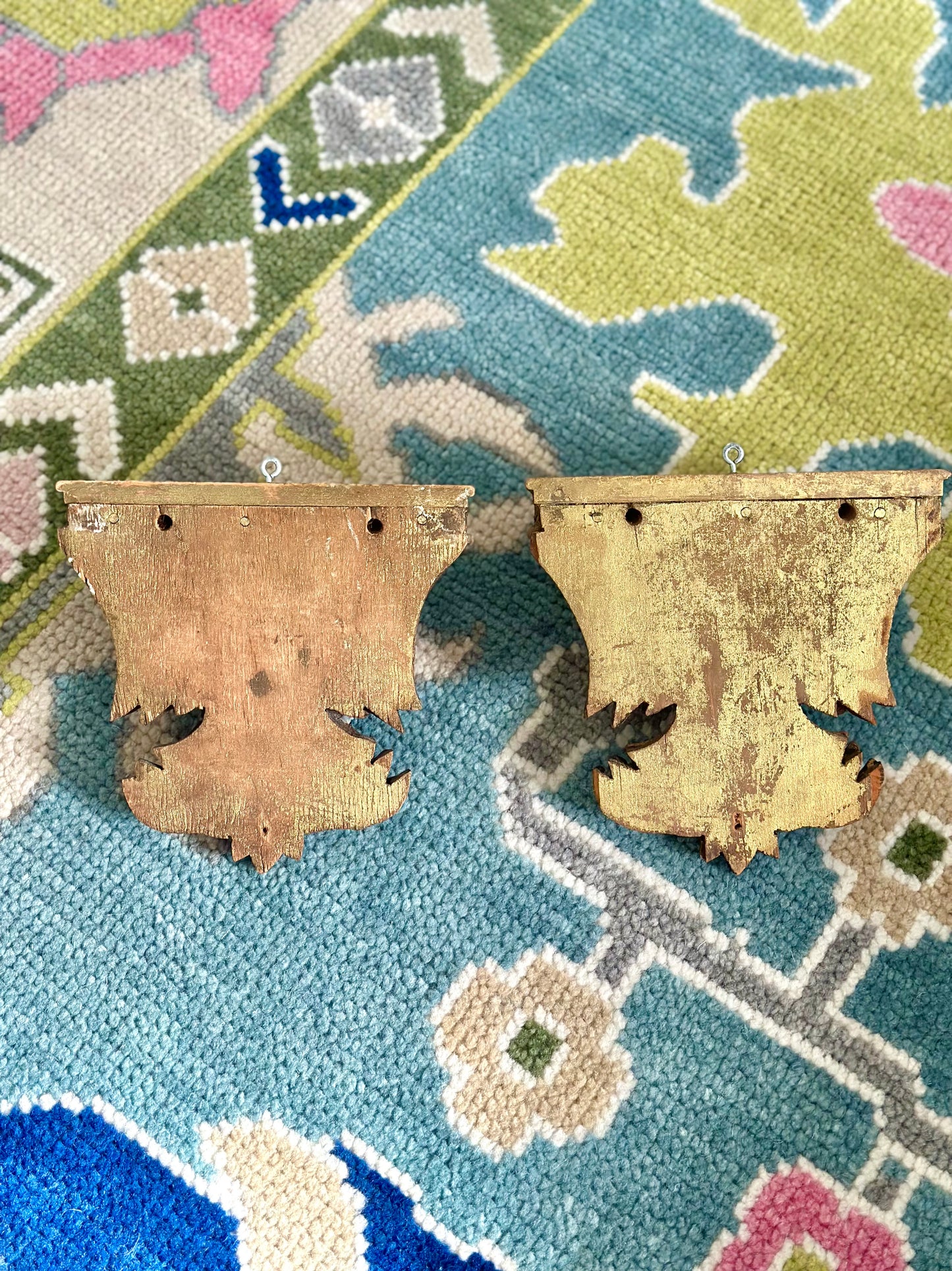 Ornate Gold Shelf Pair