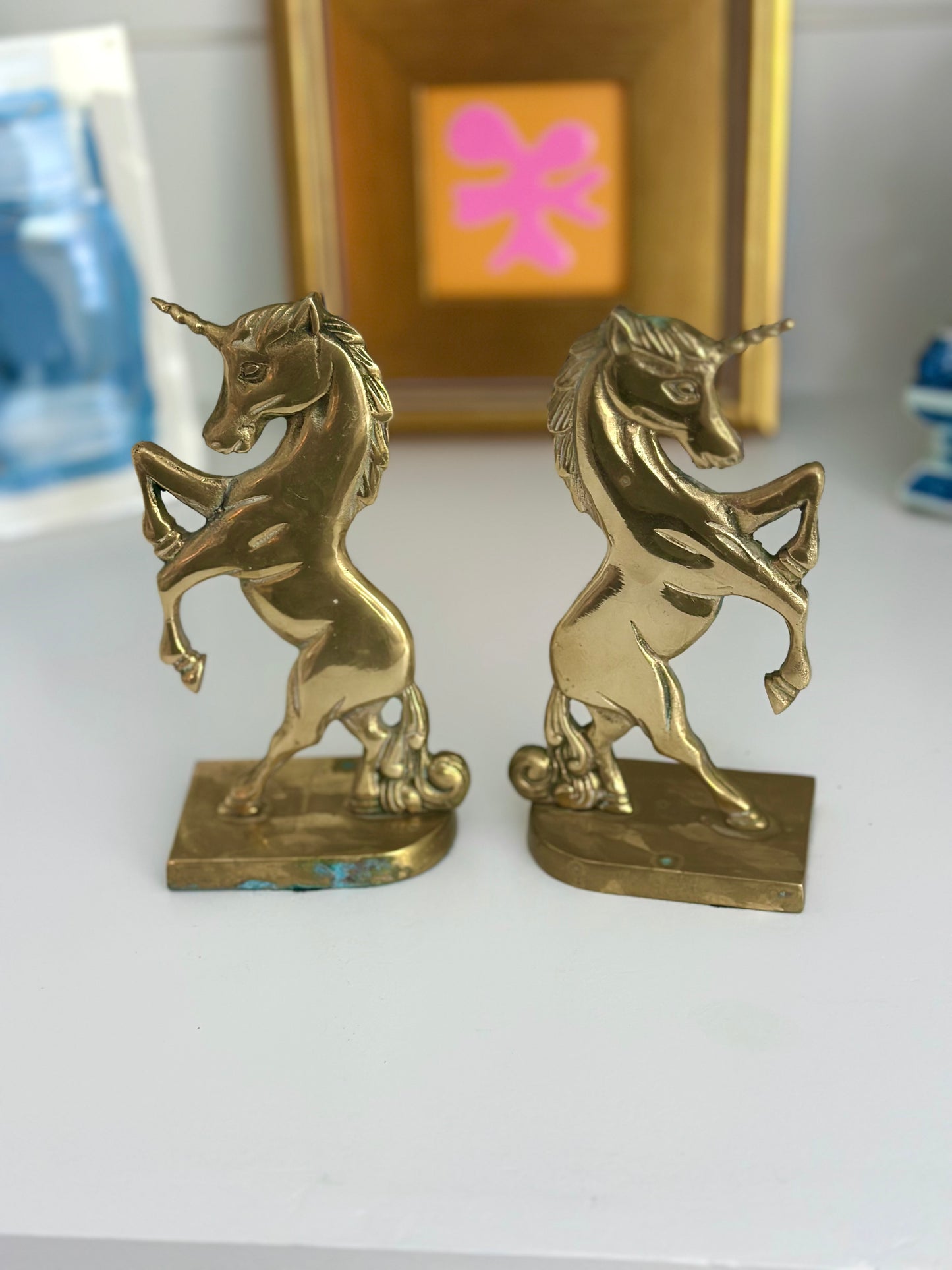 Brass Unicorn Bookends