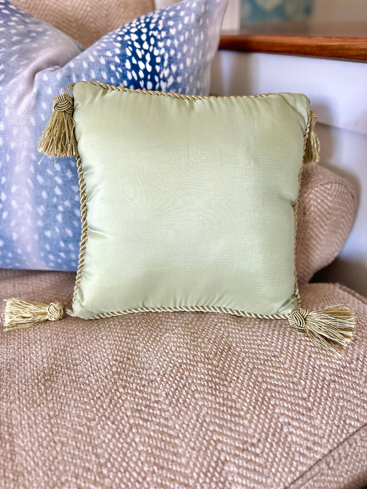 Floral Needlepoint Pillow with Tassels