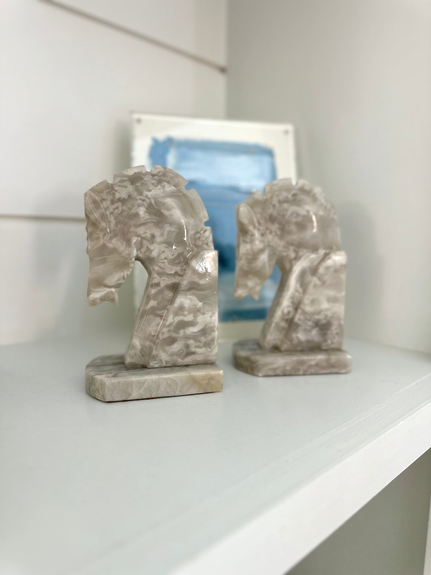 Vintage stone horse bookends