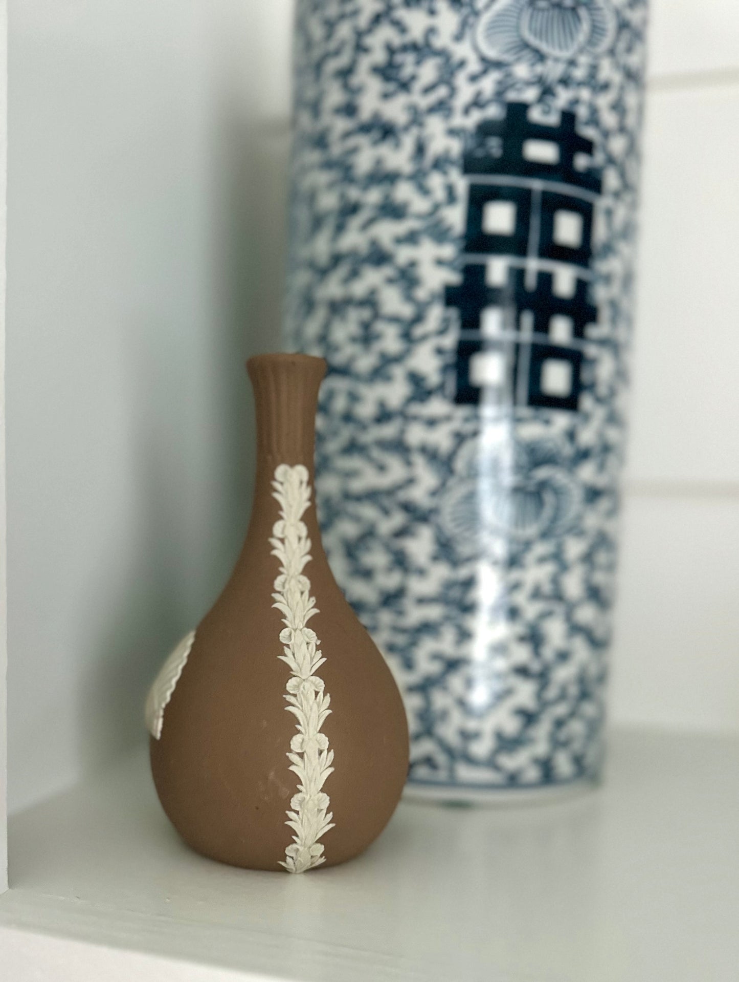 Vintage Taupe Brown Jasperware Bud Vase