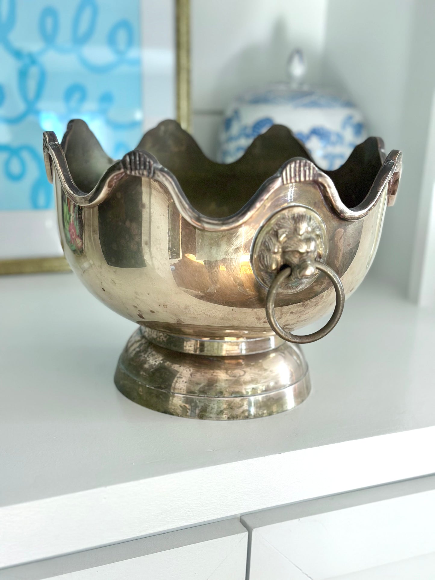 Brass Lion Handled Bowl