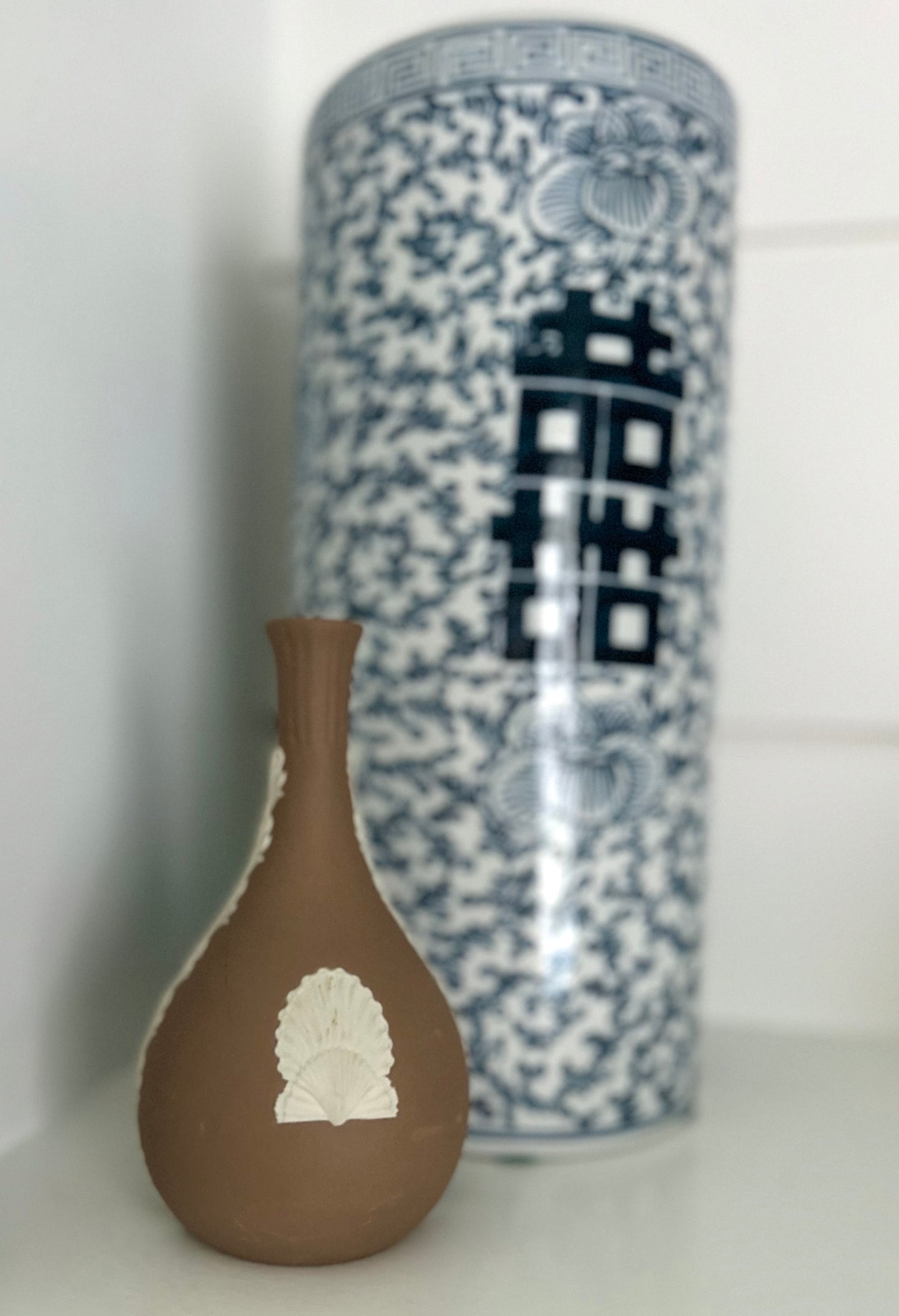 Vintage Taupe Brown Jasperware Bud Vase