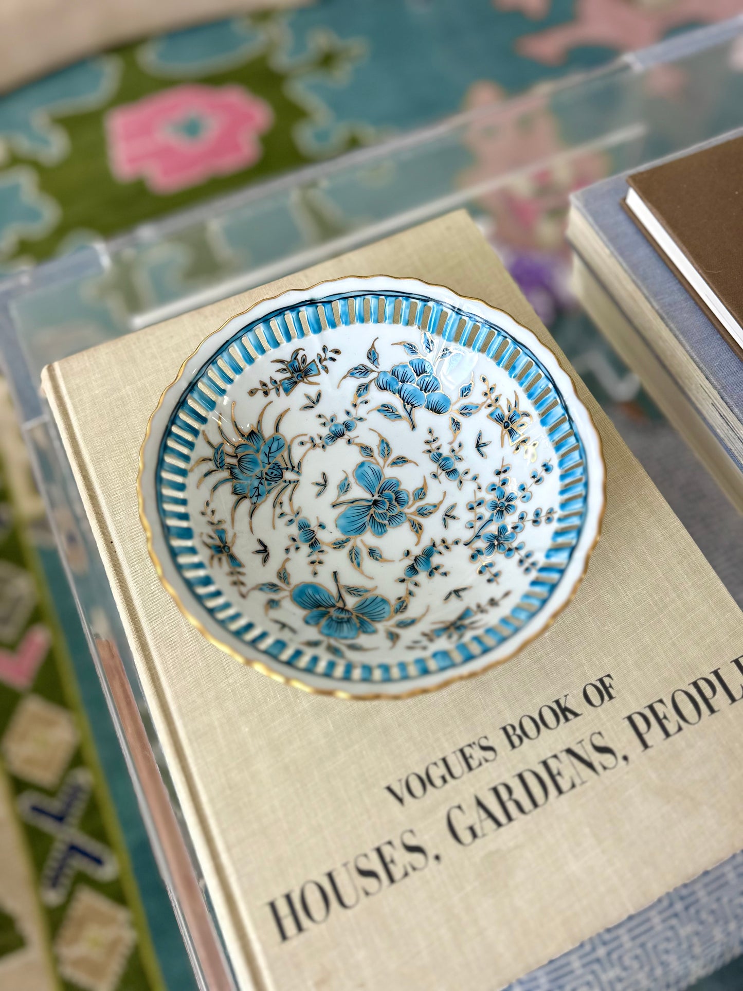 Reticulated Blue & White Floral Bowl