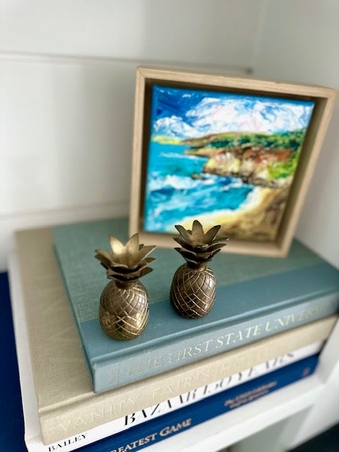 Pair of Brass Pineapple Jars