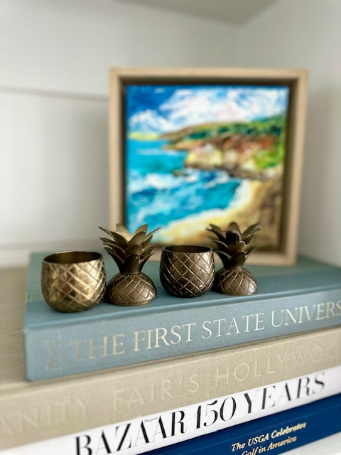 Pair of Brass Pineapple Jars