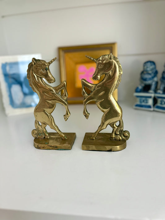 Brass Unicorn Bookends