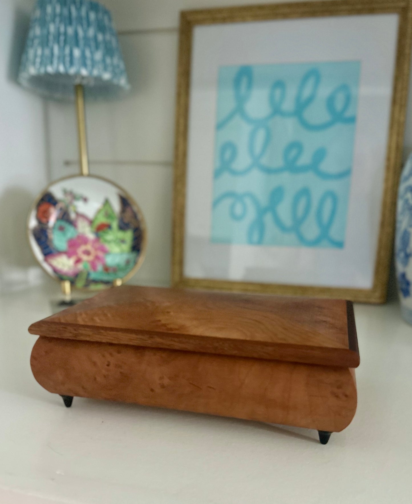 Vintage Burlwood Jewelry Music Box