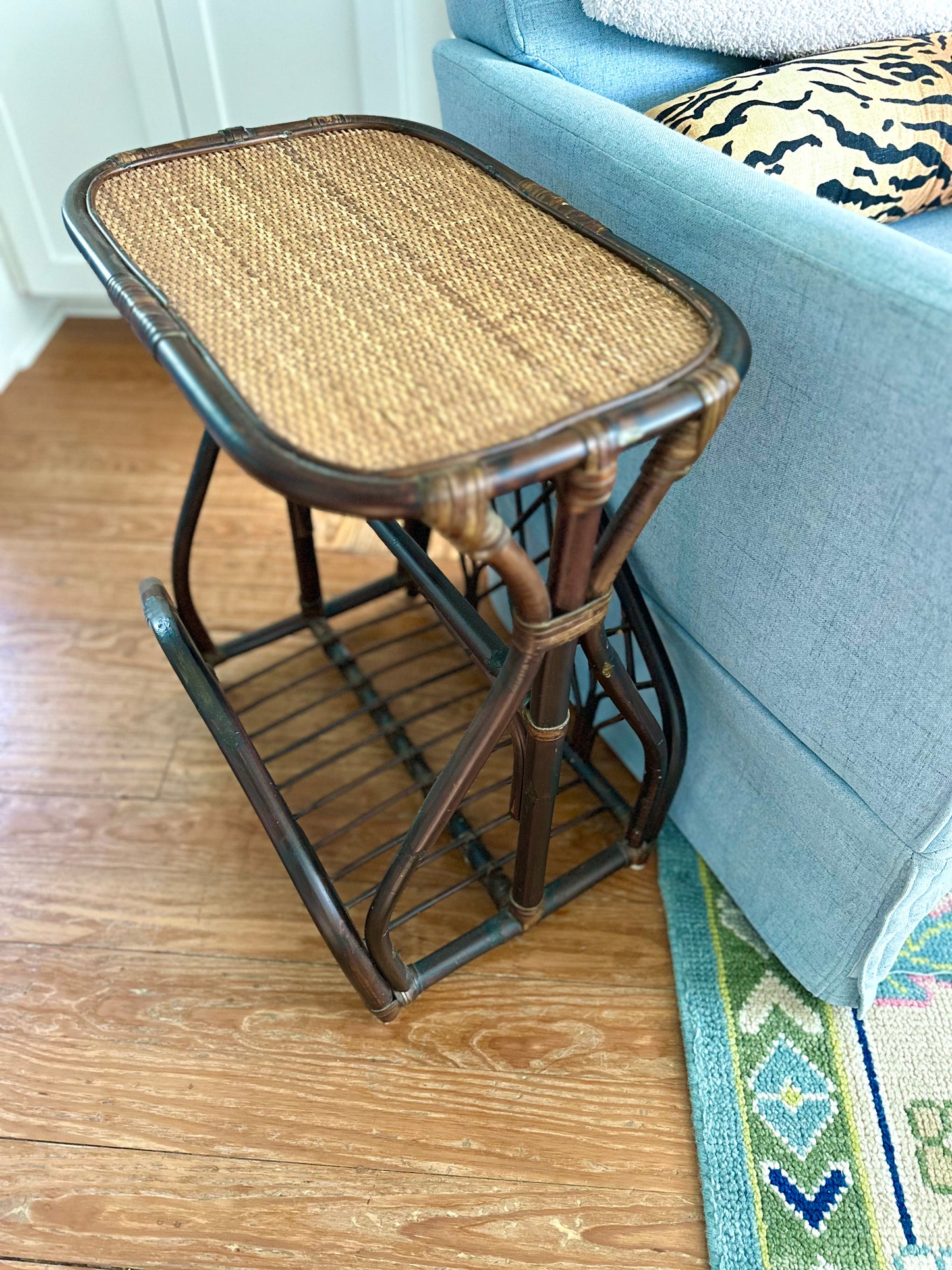Bamboo & Rattan Magazine Rack Table