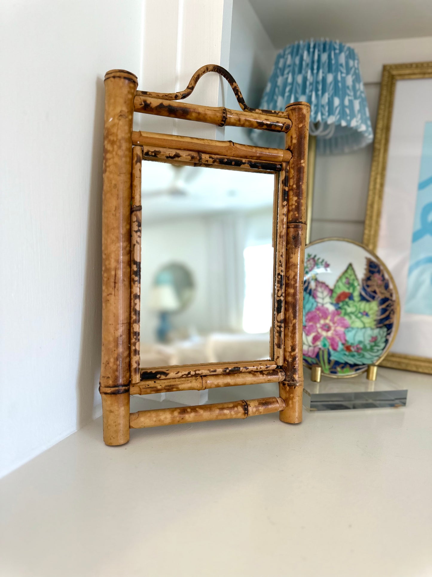 Burnt bamboo mirror