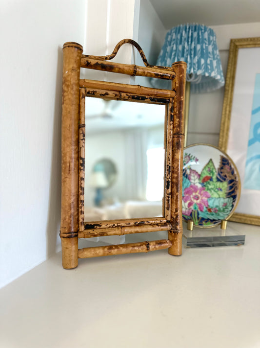 Burnt bamboo mirror