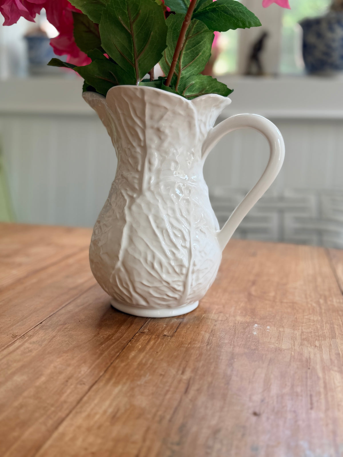 White Cabbage Pattern Pitcher