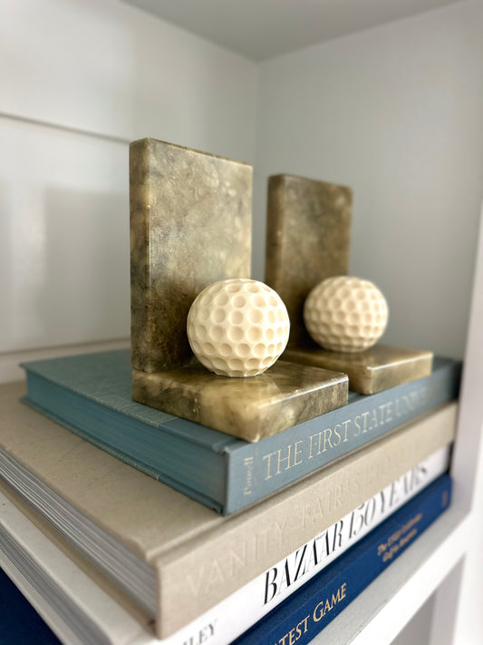 genuine italian alabaster golf ball bookends
