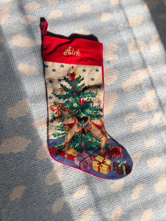 Christmas Tree Needlepoint Stocking