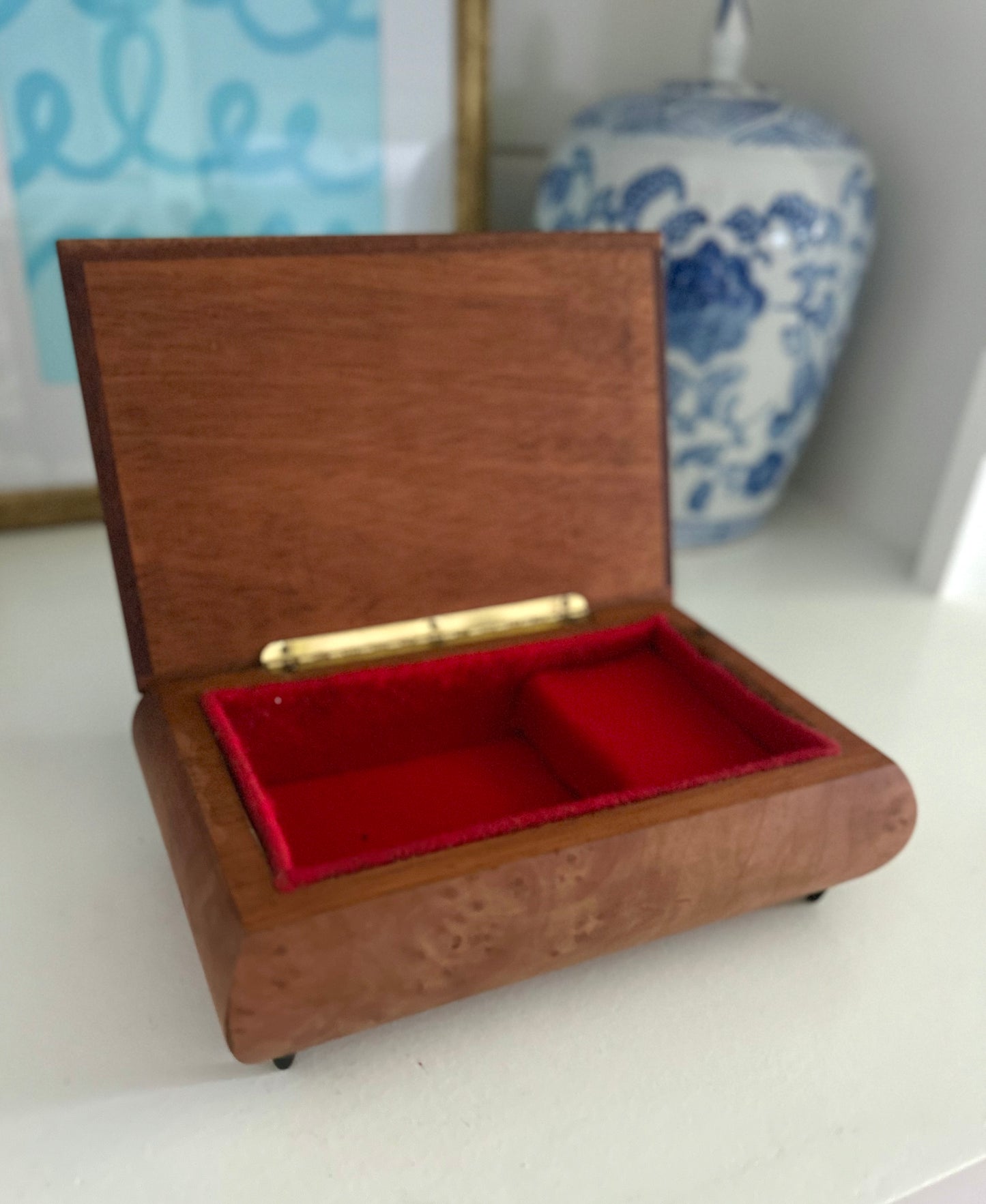 Vintage Burlwood Jewelry Music Box