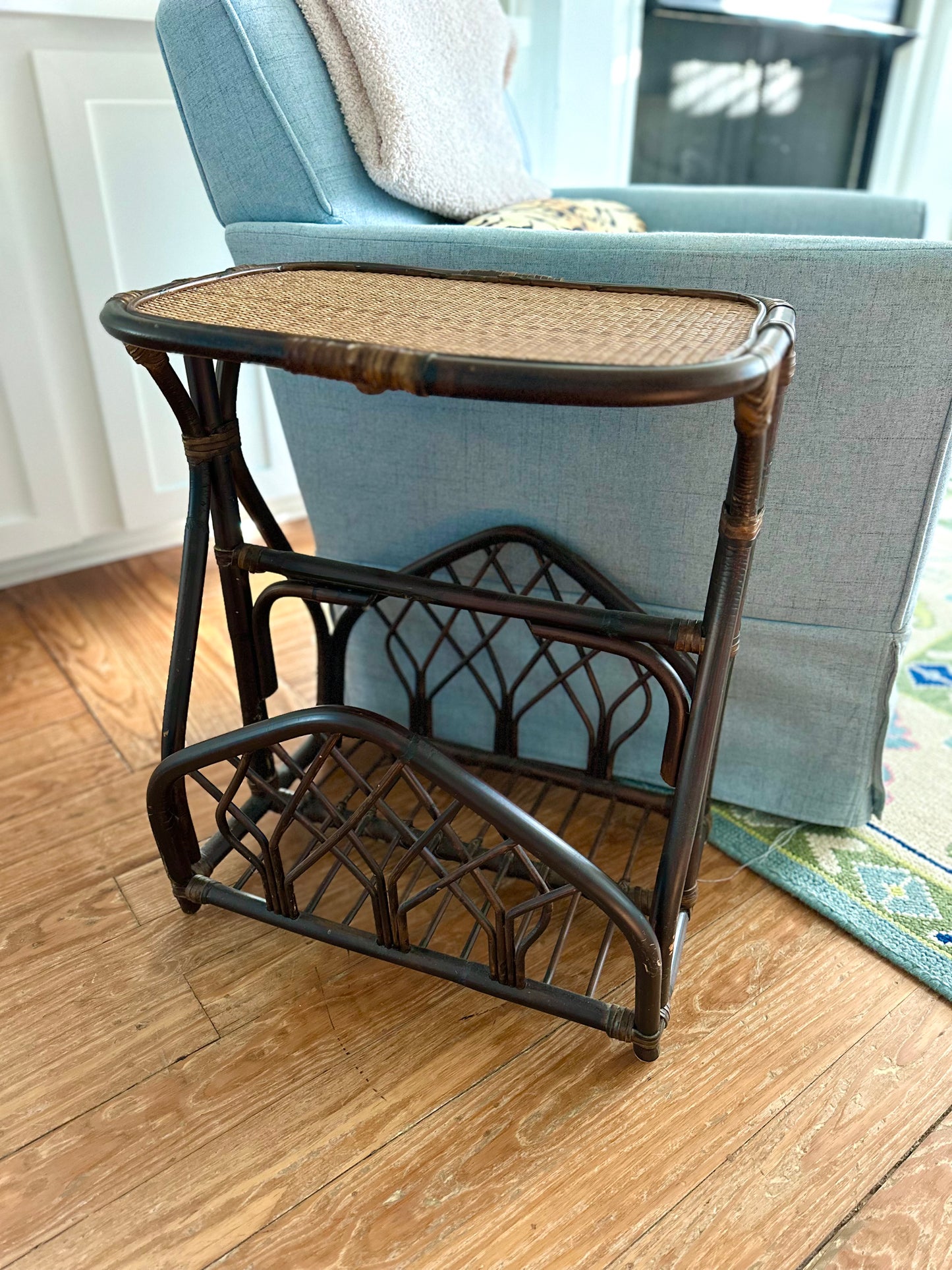 Bamboo & Rattan Magazine Rack Table
