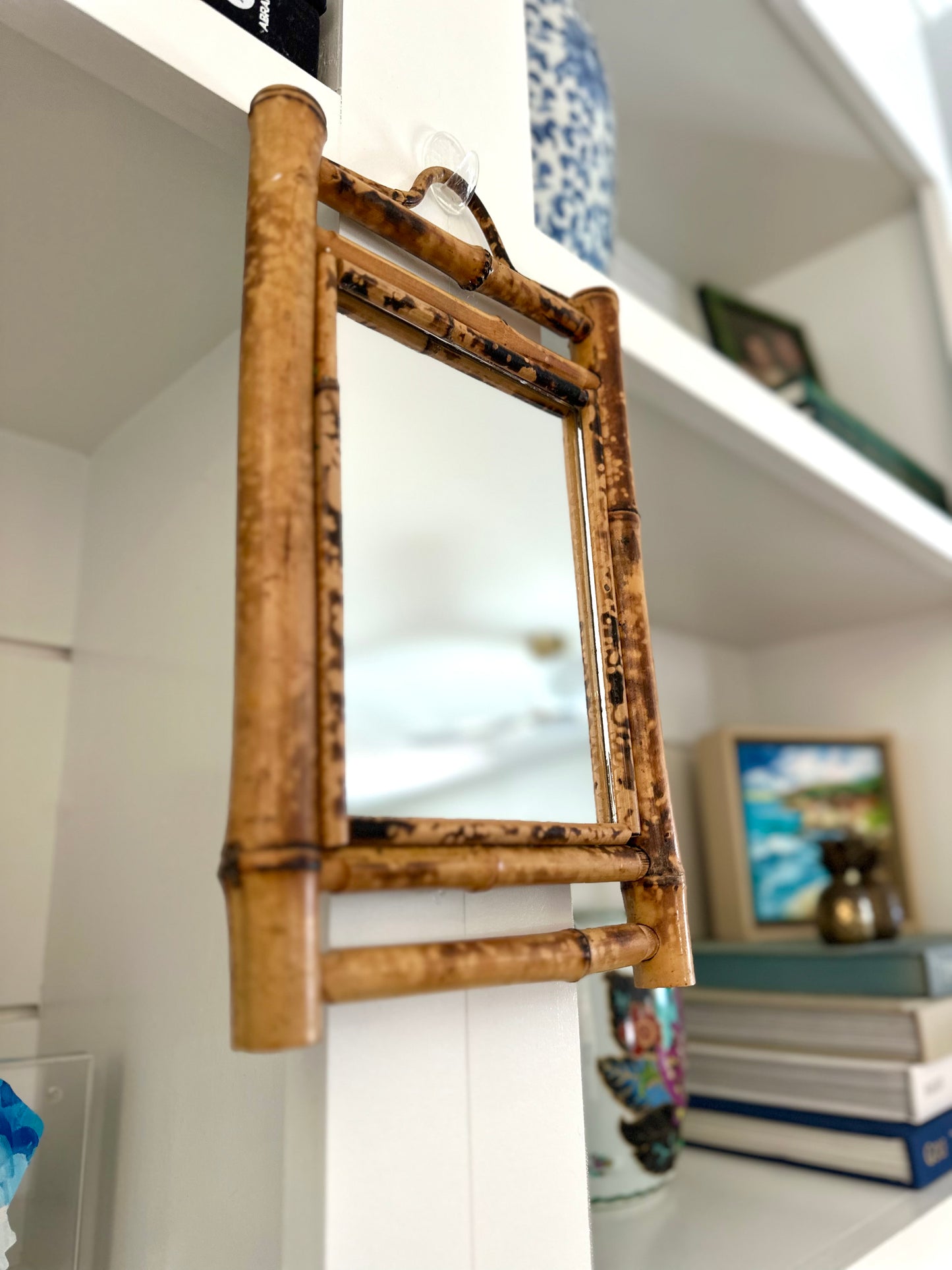 Burnt bamboo mirror