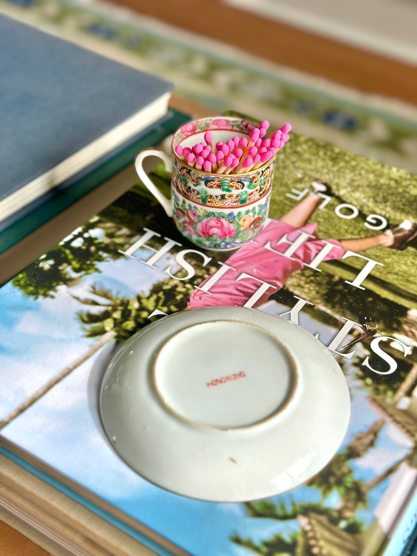 Rose Canton Thousand Butterfly Teacup & Saucer