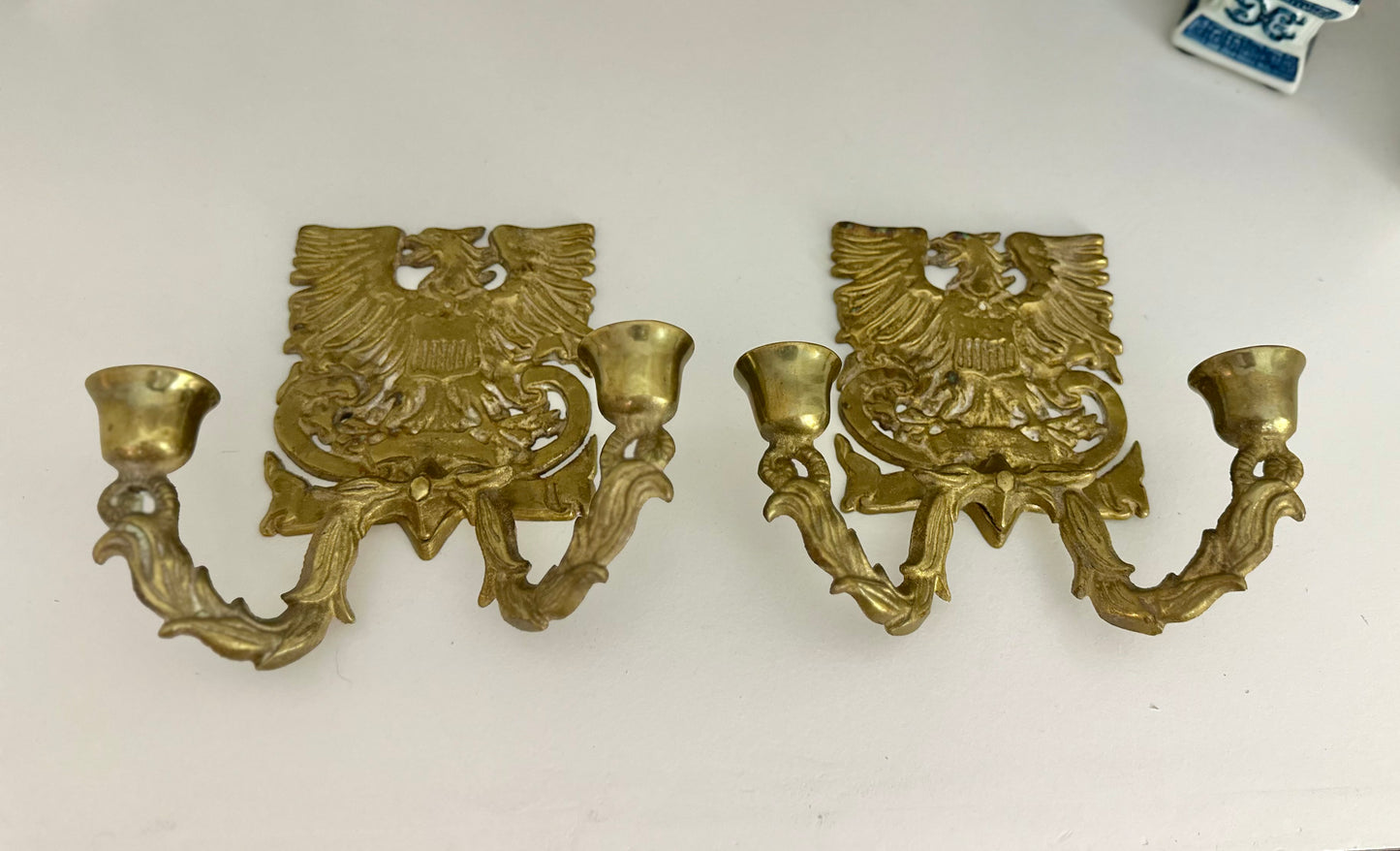 vintage brass American Federal eagle wall sconces