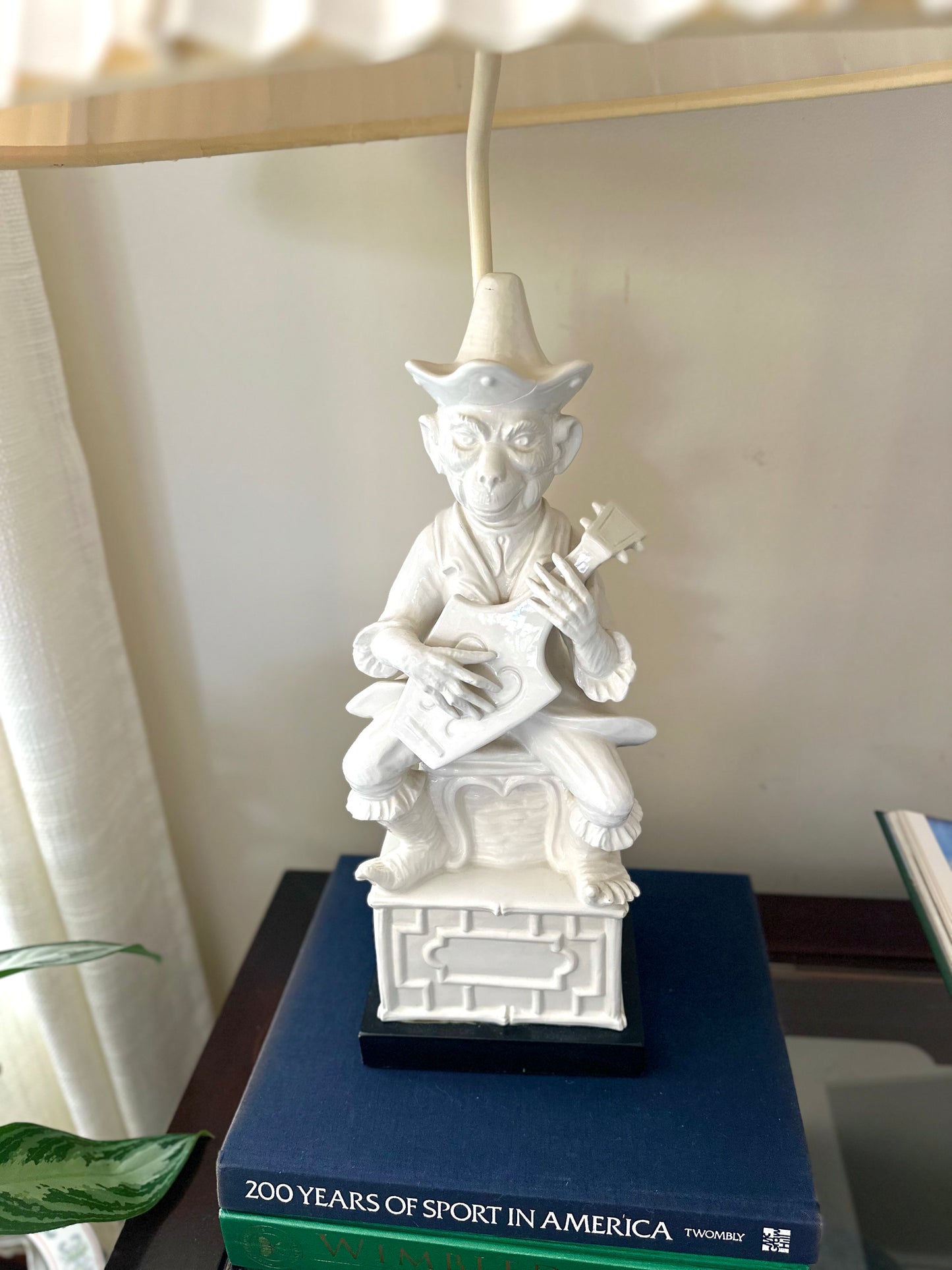 Blanc de Chine chinoiserie monkey lamp