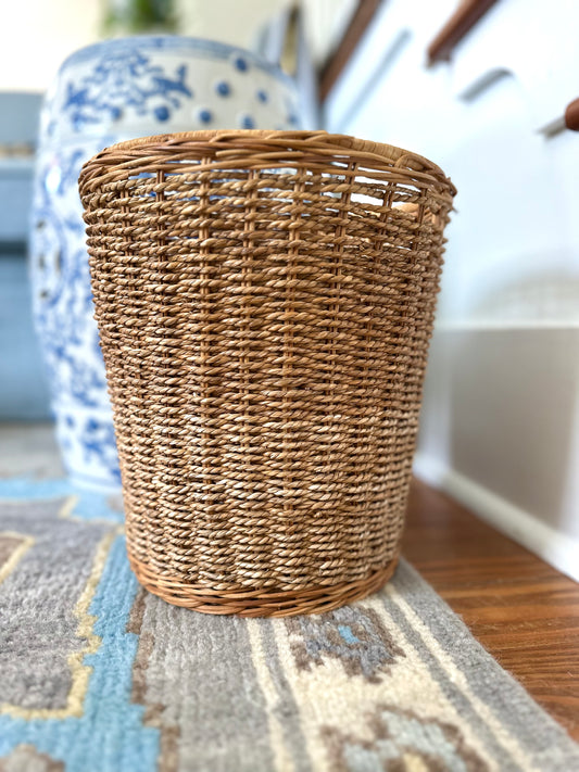 Natural Woven Wastebasket