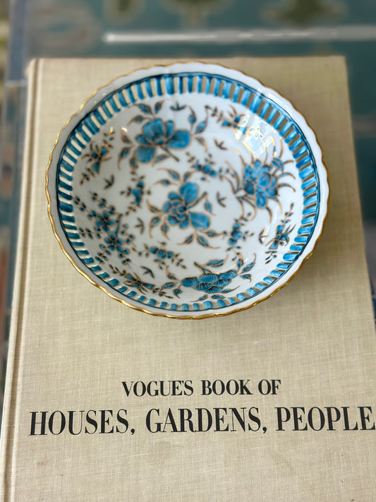 Reticulated Blue & White Floral Bowl