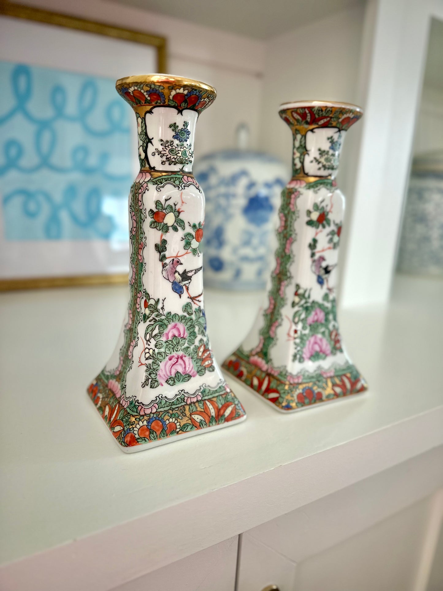 Andrea by Sadek Rose Canton Candlesticks