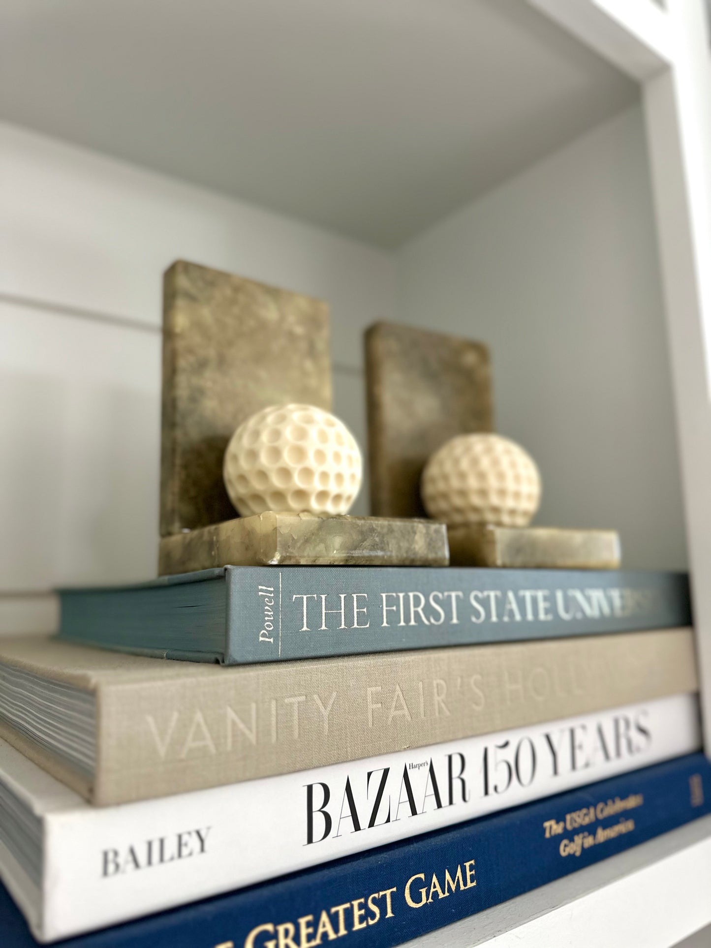 genuine italian alabaster golf ball bookends