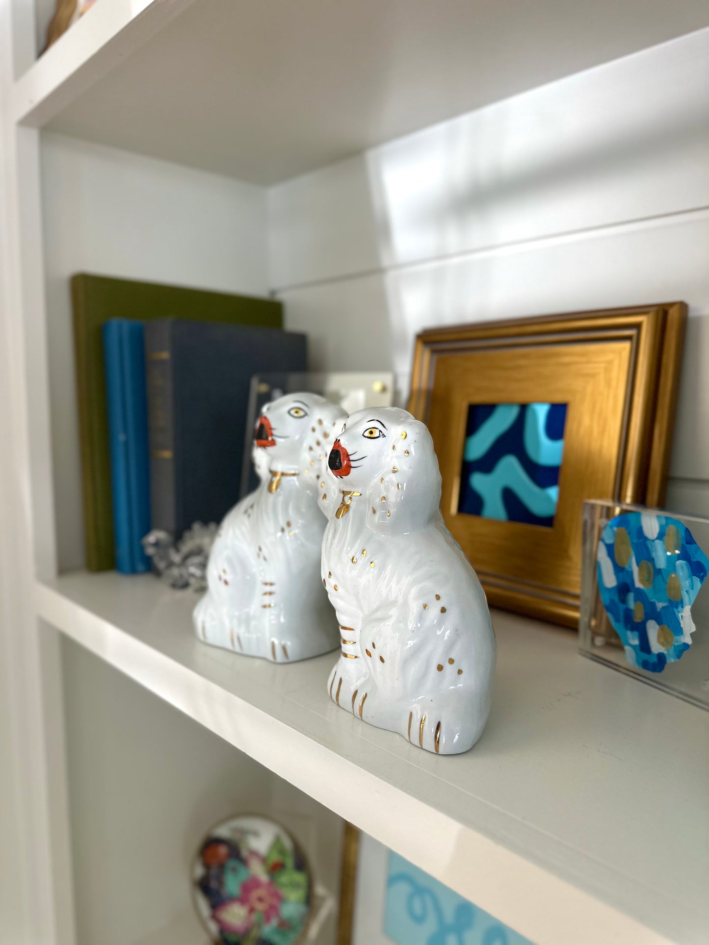 pair of reproduction Staffordshire mantel dogs