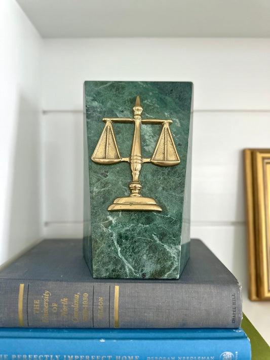 Vintage Scales of Justice Marble Bookend