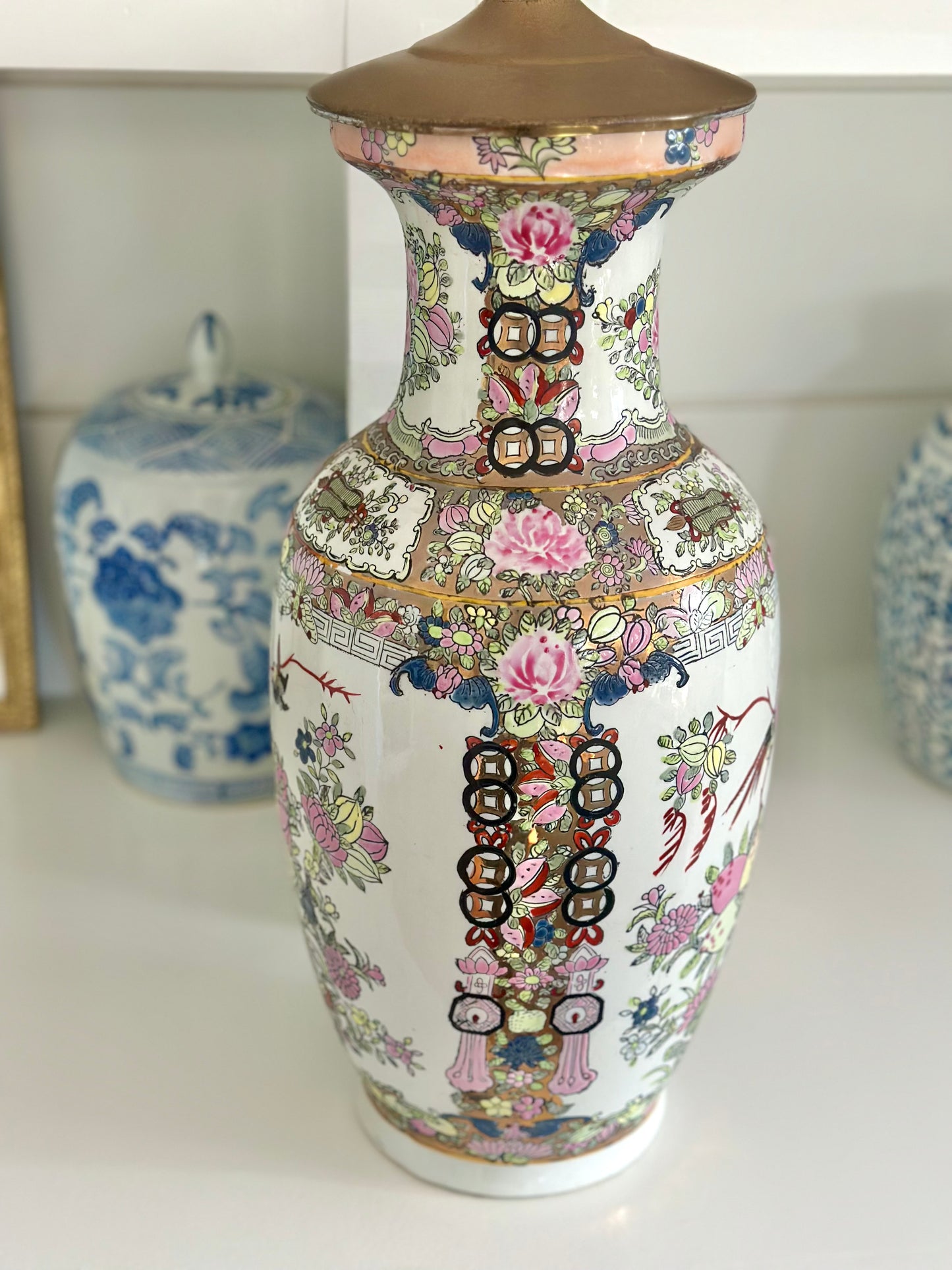 Rose Canton Vase w/ Lid