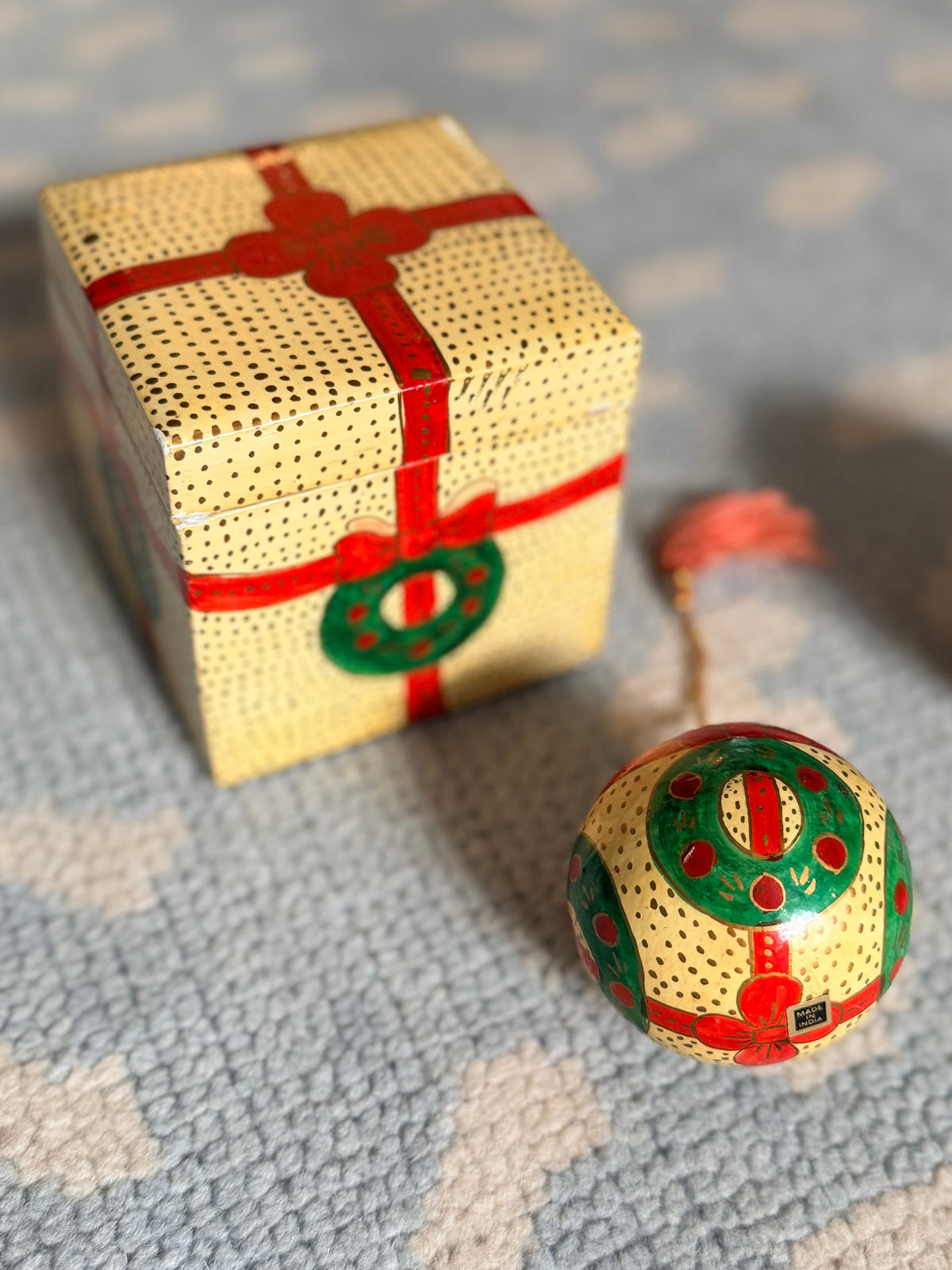 Hand painted Christmas Ornament with Matching Box