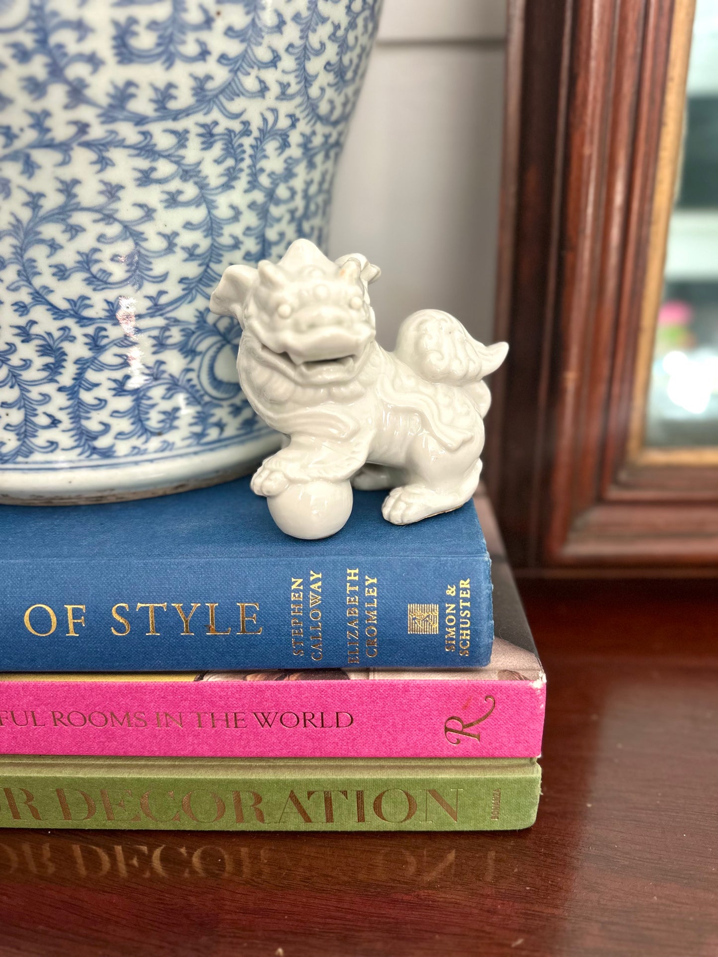 pair of vintage porcelain foo dogs