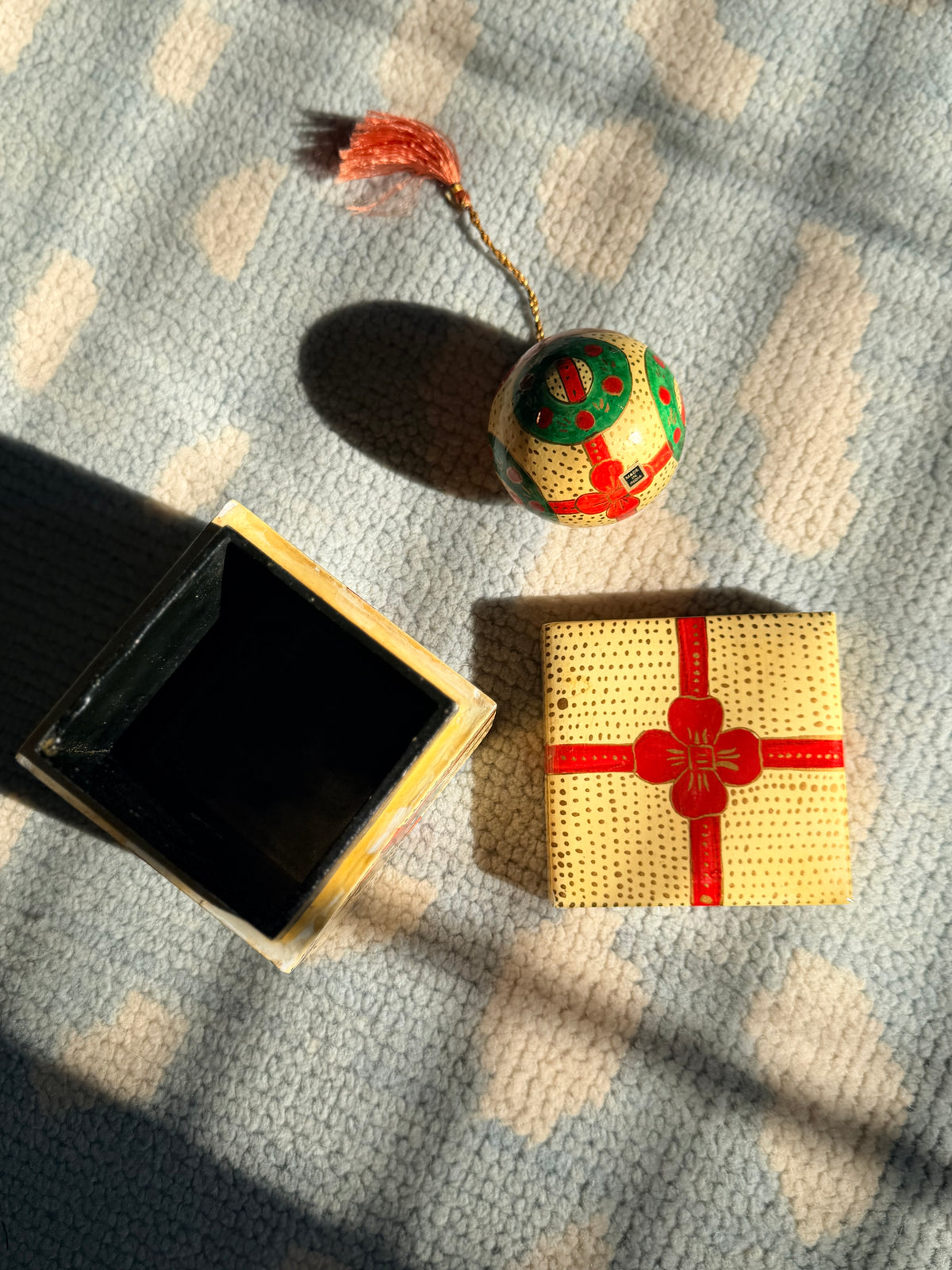 Hand painted Christmas Ornament with Matching Box