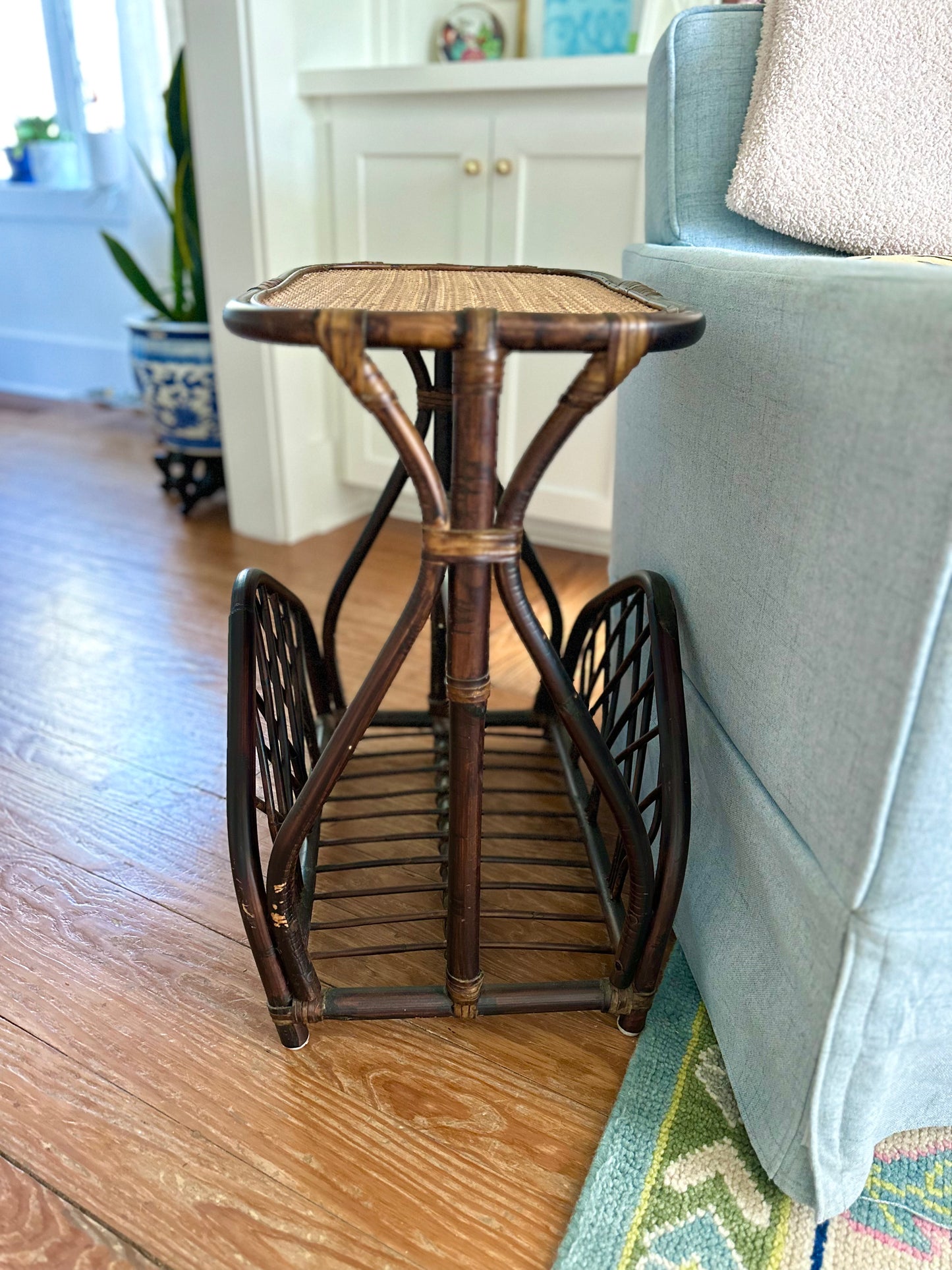 Bamboo & Rattan Magazine Rack Table