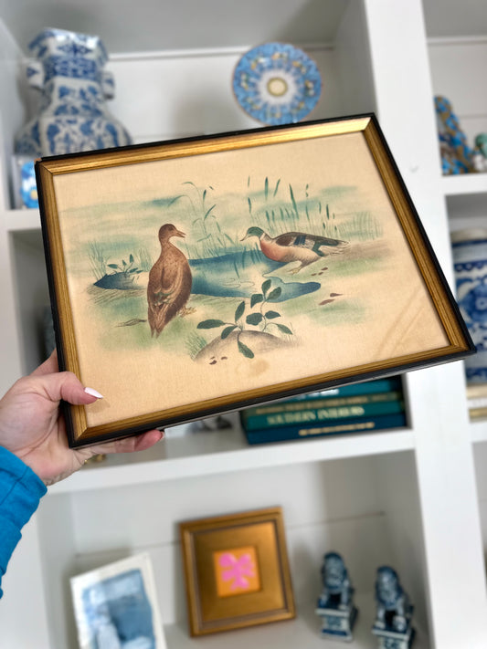 vintage duck art on velvet