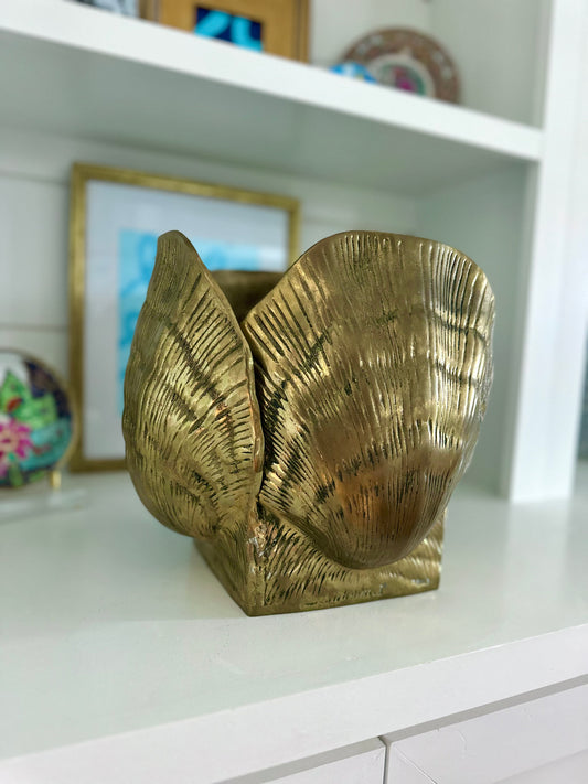 Large Vintage Brass Shell planter