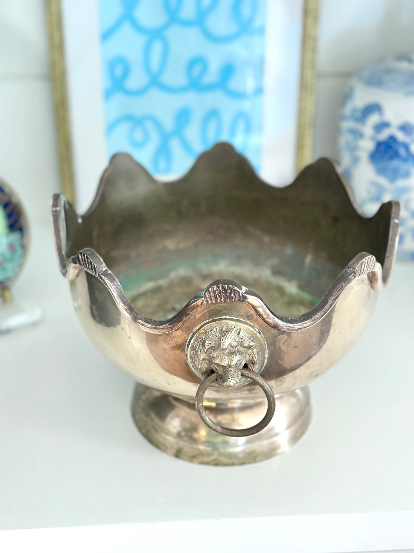 Brass Lion Handled Bowl