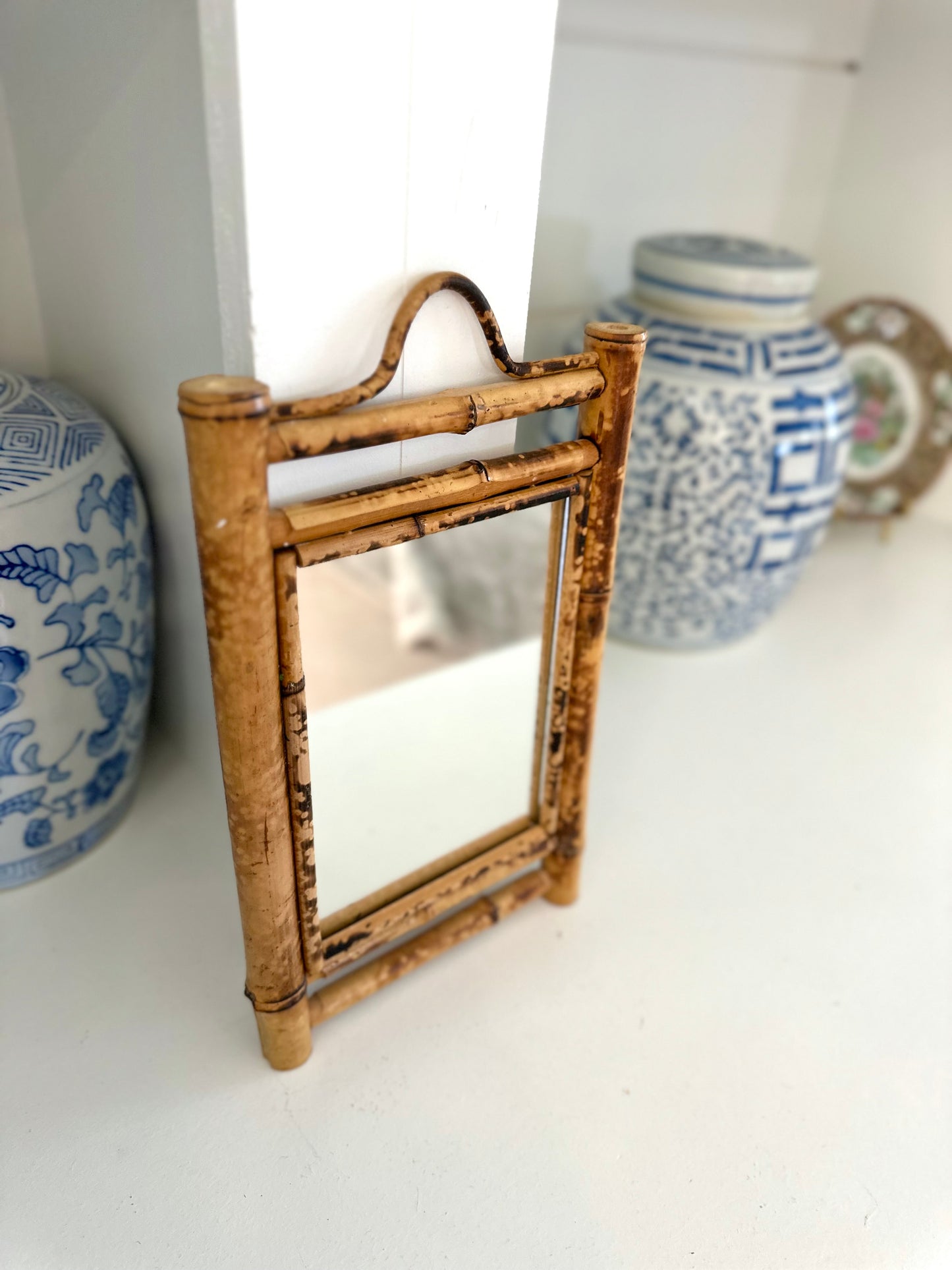 Burnt bamboo mirror