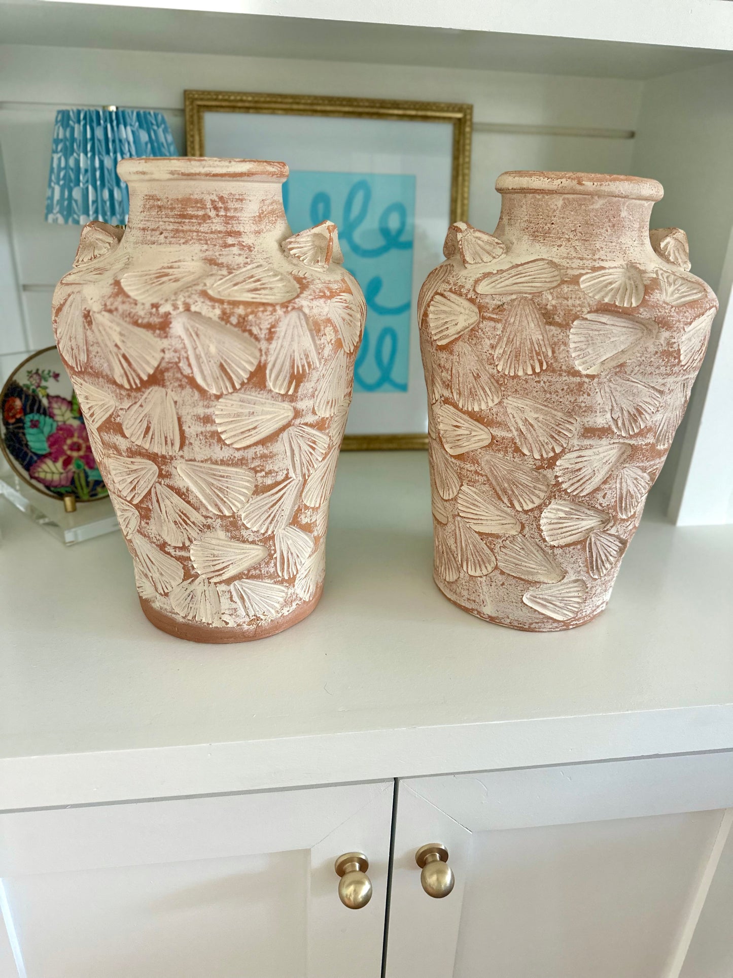 1980s terracotta shell vase