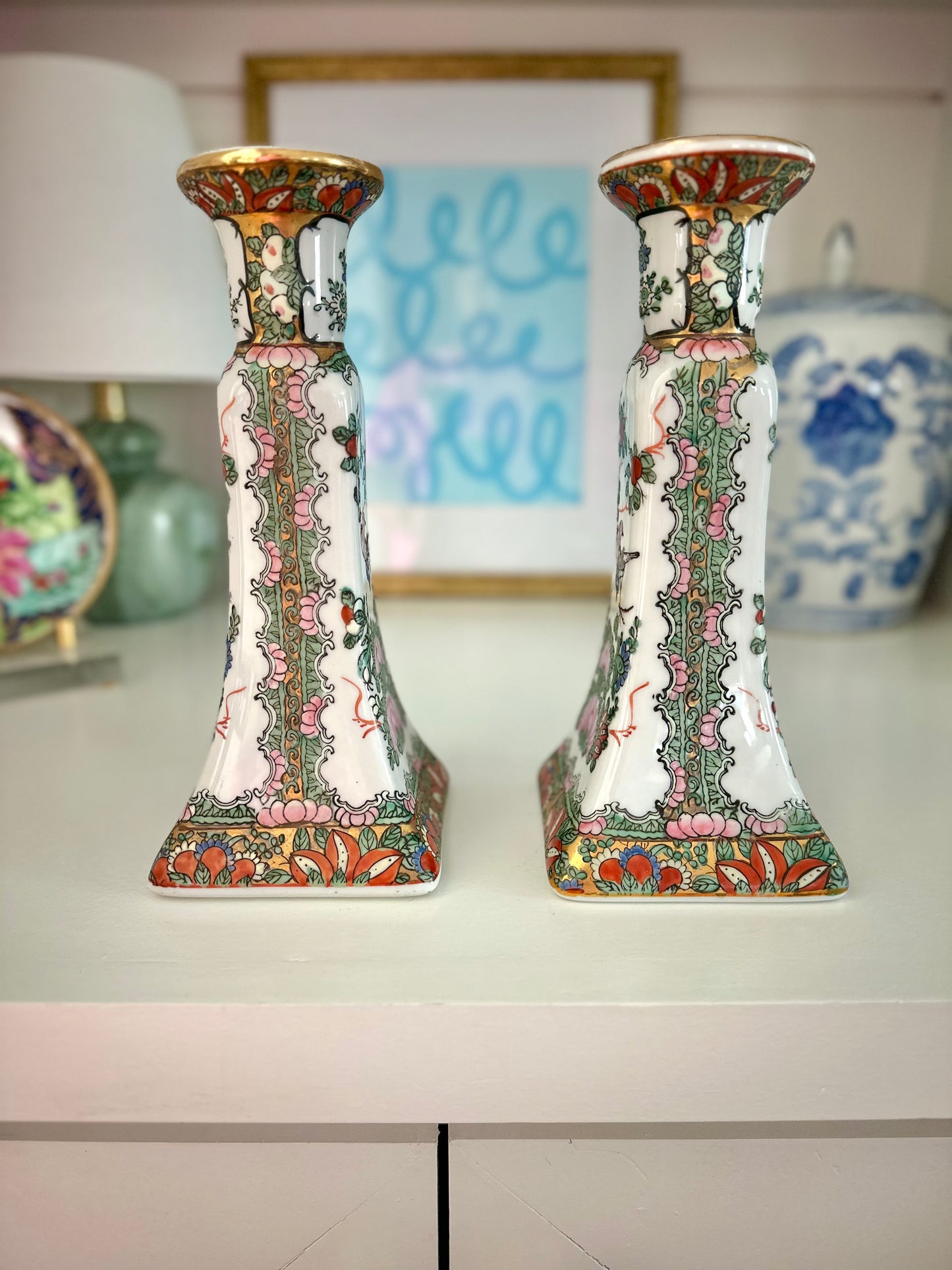 Andrea by Sadek Rose Canton Candlesticks