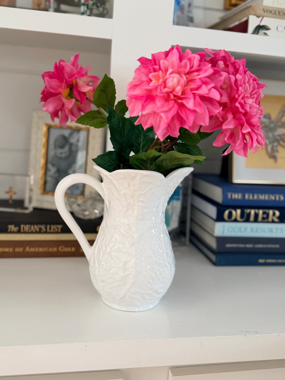 White Cabbage Pattern Pitcher