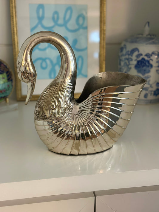 vintage silver swan