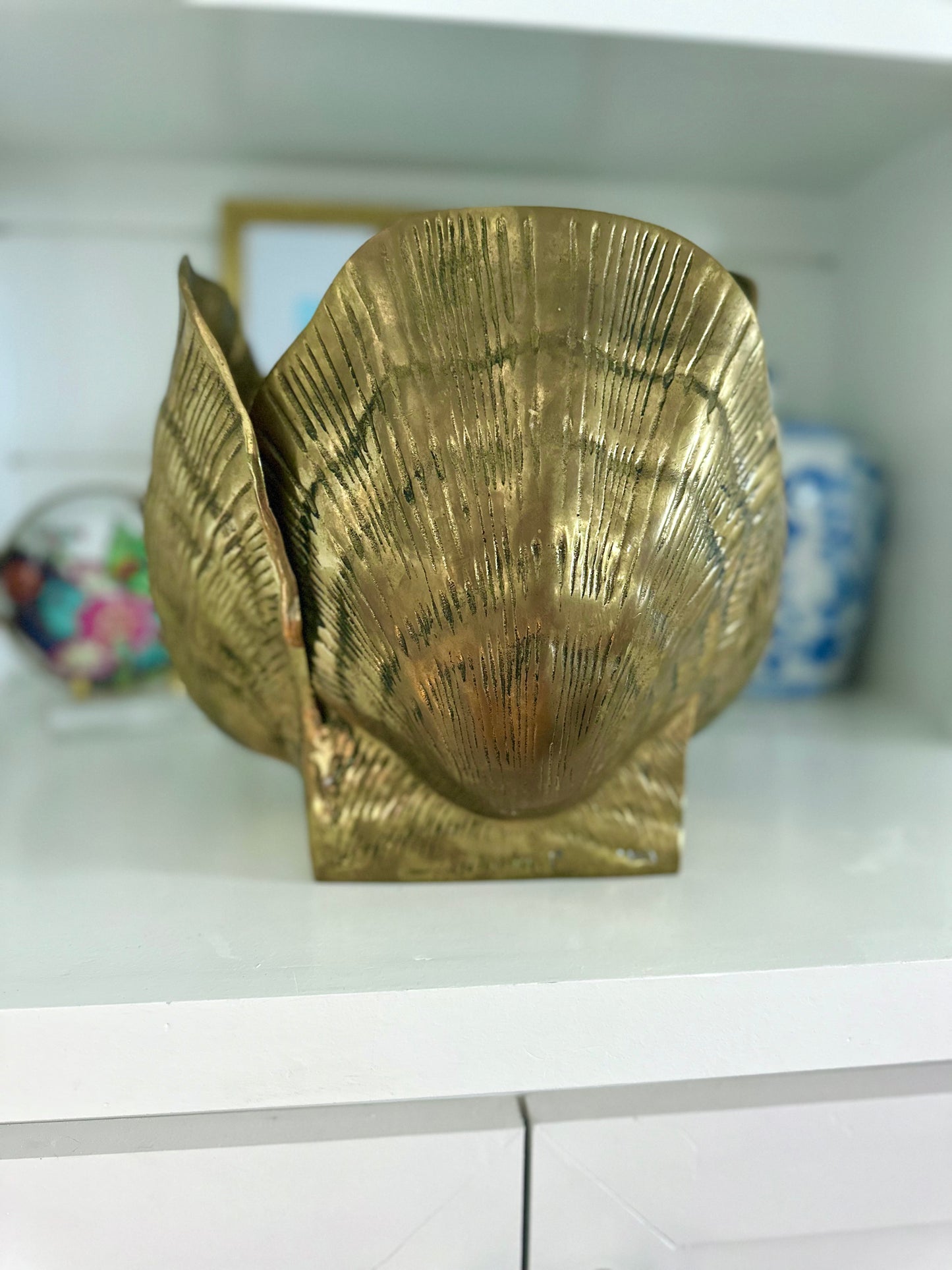 Large Vintage Brass Shell planter
