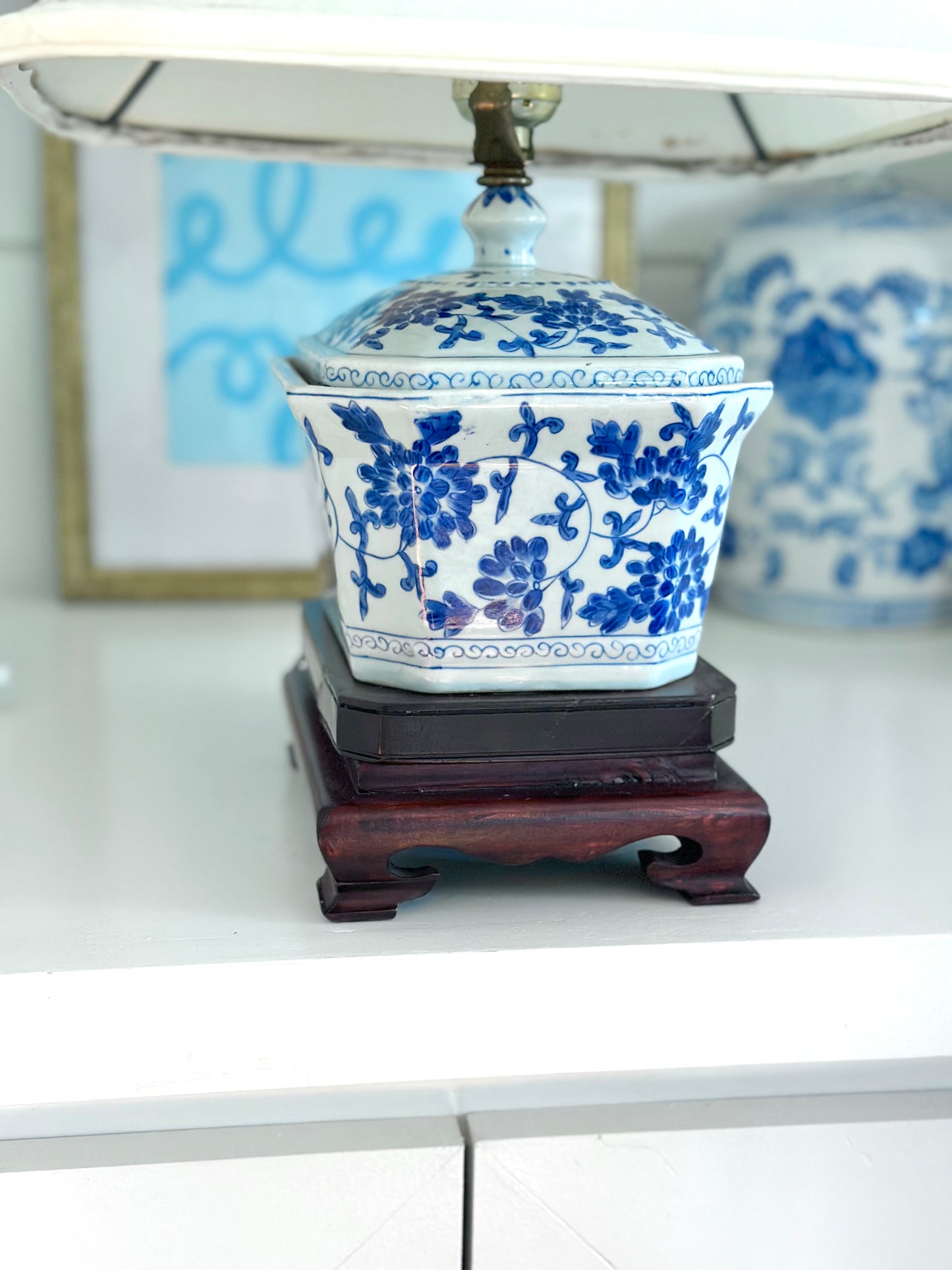 Vintage Blue & White Table Lamp