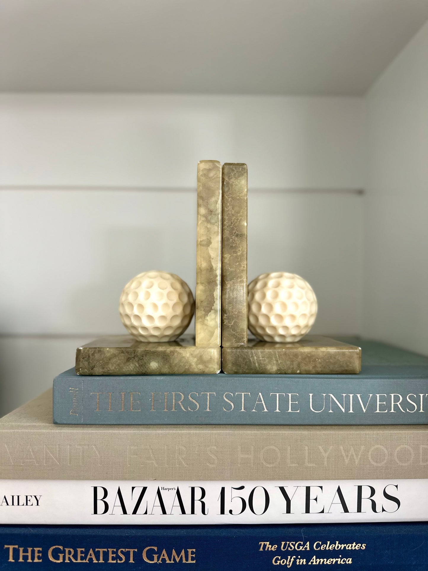 genuine italian alabaster golf ball bookends