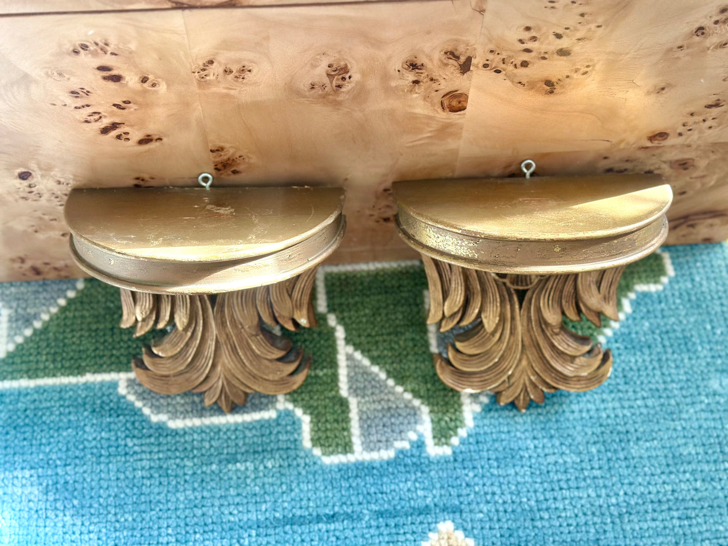 Ornate Gold Shelf Pair